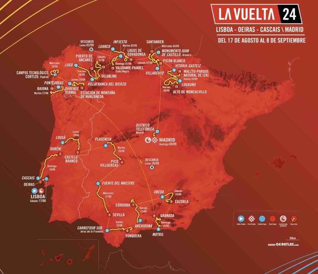 carte parcours la vuelta 2024